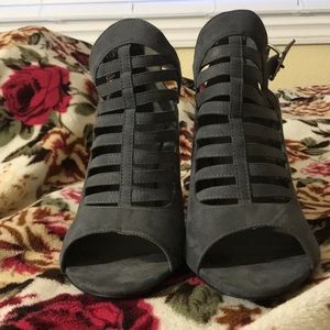 Torrid Grey multi strap wedges
